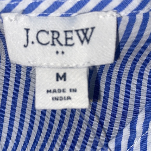 NWT Jcrew Factory banker blue stripe ruffle cotton-blend blouse ft.darts, size M - Picture 3 of 14